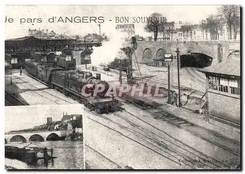 Cartes postales Je pars d&#39Angers Bon souvenir Train Gare