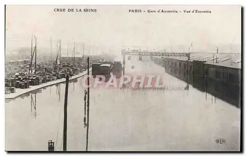 Cartes postales Crue de la Seine Paris Gare d&#39Austerlitz Vue d&#39ensemble
