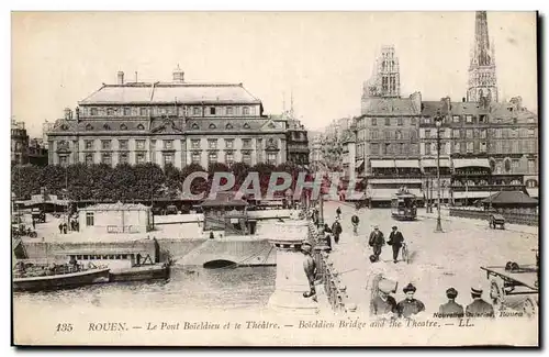 Cartes postales Rouen Le pont Boieldieu et le theatre