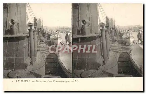 Le Havre - Passerelle d'un Transatlantique - carte stereoscopique - Cartes postales