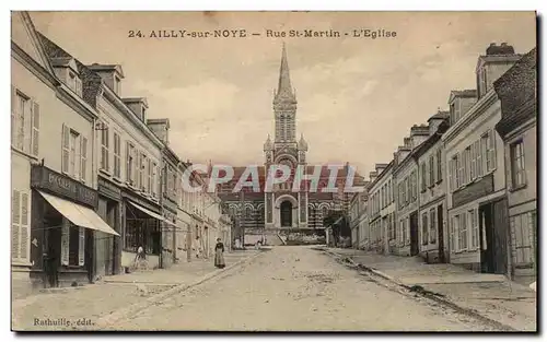 Ailly sur Noye - Rue St Martin - L&#39Eglise - Cartes postales