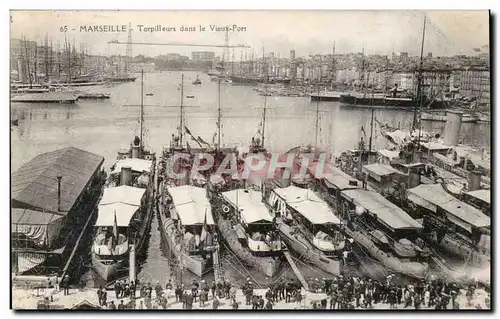 Ansichtskarte AK Marseille Torpilleurs dans le vieux port