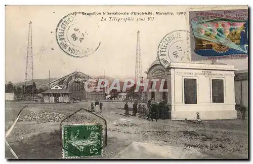 Cartes postales Marseille Exposition internationale d&#39electricite 1908 La Telegraphie sans fil