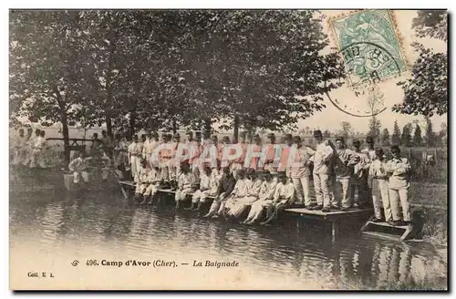 Cartes postales Militaria Camp d'Avor La baignade