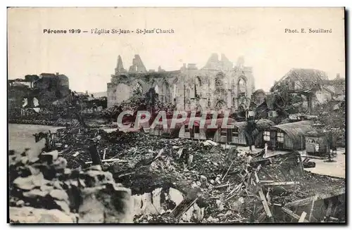 Cartes postales Peronne 1919 L&#39eglise St Jean