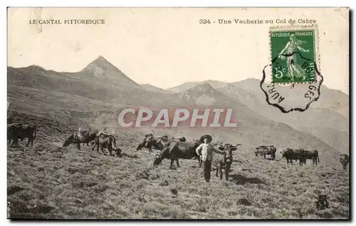 Cartes postales Cantal Une vacherie au col de Cabre