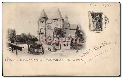 Cartes postales Le Mans La place de la Prefecture et l'eglise ND de la couture