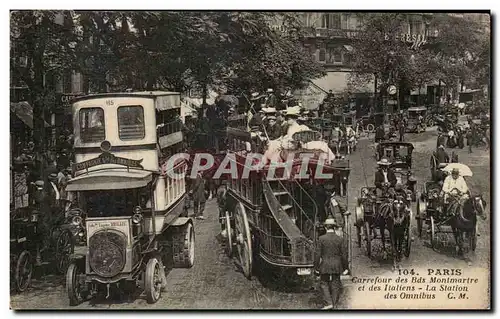 Cartes postales Paris CArrefour des boulevards Montmartre et des Italiens La station des omnibus Imperiale TOP