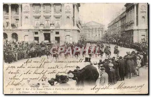 Ansichtskarte AK Paris Le roi et la reine d&#39Italie a Paris 14 18 octobre 1903 le depart le cortege Place de la