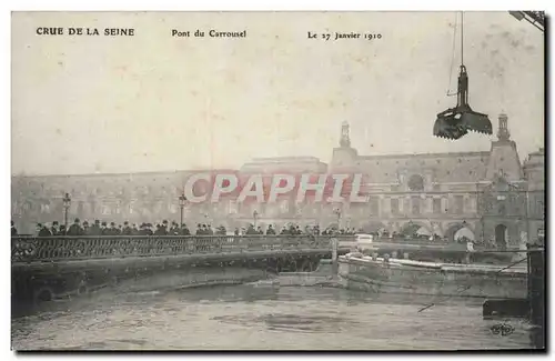 Cartes postales Paris Crue de la Seine Pont du Carrousel 27 janvier 1910