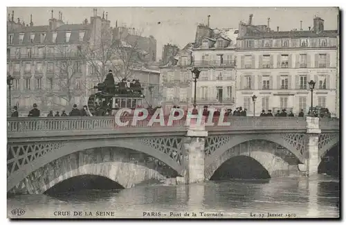 Cartes postales Paris Crue de la Seine Pont de la Tournelle 27 janvier 1910