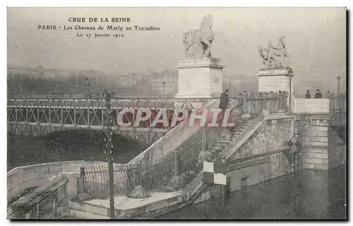 Ansichtskarte AK Paris Crue de la Seine Inondation de janvier 1910 Les chevaux de Marly au Trocadero