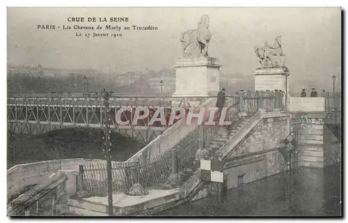 Cartes postales Paris Crue de la Seine Inondation de janvier 1910 Les chevaux de Marly au Trocadero