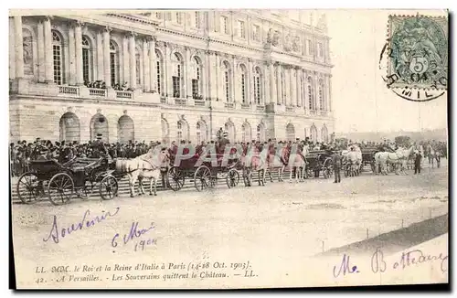 Cartes postales SM Le roi et la Reine d&#39Italie a Paris 14 18 octobre 1903 A Versailles Les souverains quitten