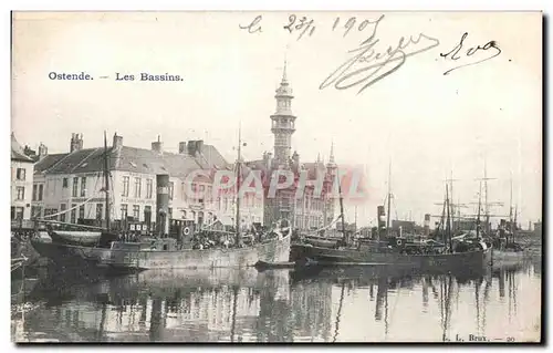 Ansichtskarte AK Belgique Ostende Les bassins Bateaux