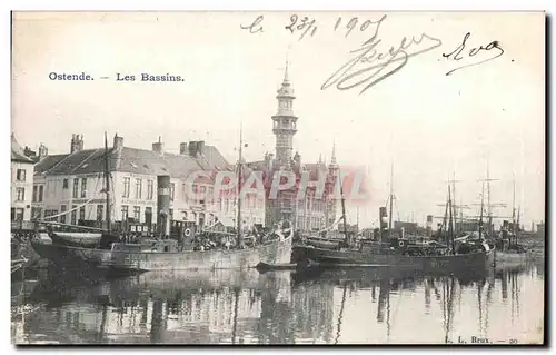 Cartes postales Belgique Ostende Les bassins Bateaux