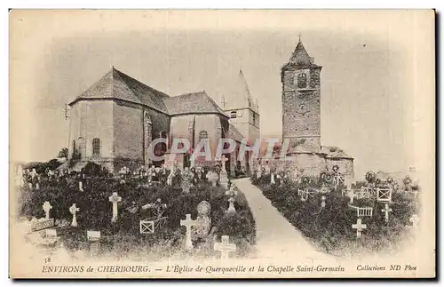 Ansichtskarte AK Environs de Cherbourg L&#39eglise de Querqueville et la chapelle Saint Germain