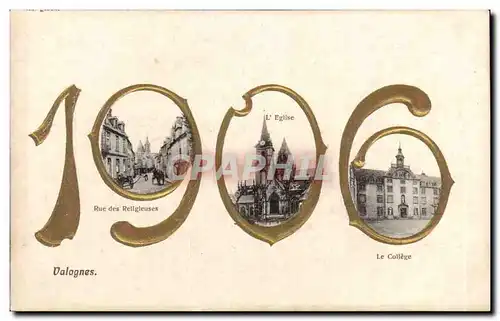 Cartes postales Valognes 1906 Rue des religieuses L&#39eglise Le college