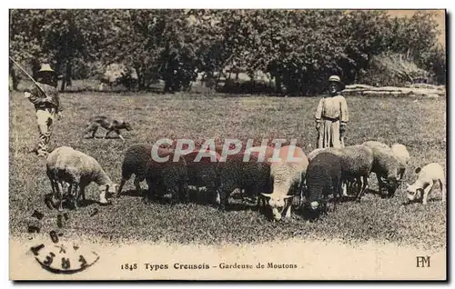 Cartes postales Types creusois Gardeuse de moutons Elevage Creuse