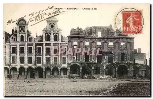 Cartes postales Arras Grand place Chateau d'eau