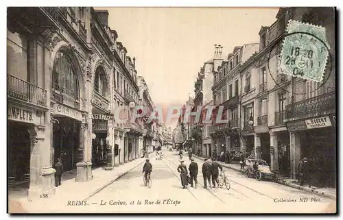 Cartes postales Reims Le casino et la rue de l'etape Casino