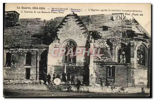 Cartes postales Bouchoir L'eglise apres le terrible bombardement