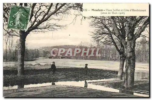 Cartes postales Meulan Place Juillet et cote d&#39Hardricourt (crue de mars 1906)