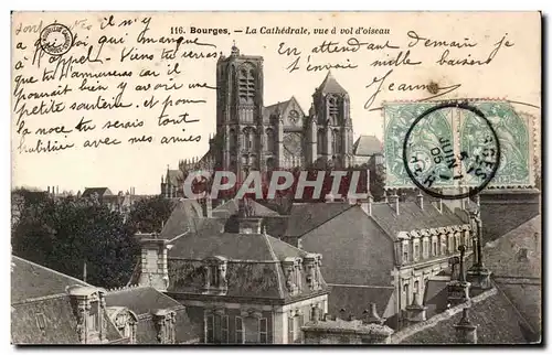 Cartes postales Bourges La cathedrale vue a vol d'oiseau