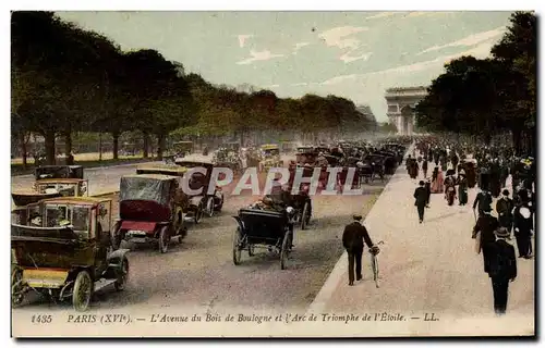 Cartes postales Paris L&#39avenue du Bois de Boulogne et l&#39arc de triomphe de l&#39etoile