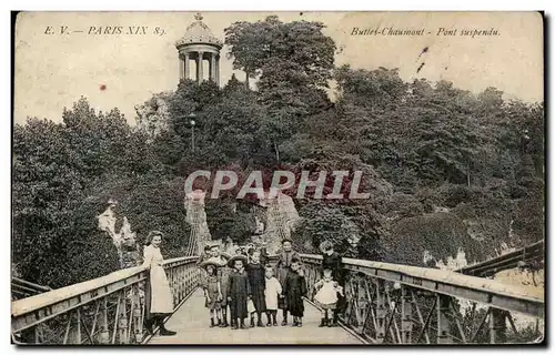 Cartes postales Paris Buttes Chaumont Pont suspendu