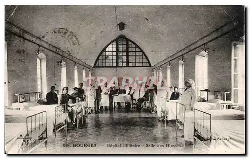 Cartes postales Bourges Hopital militaire Salle des blesses Militaria