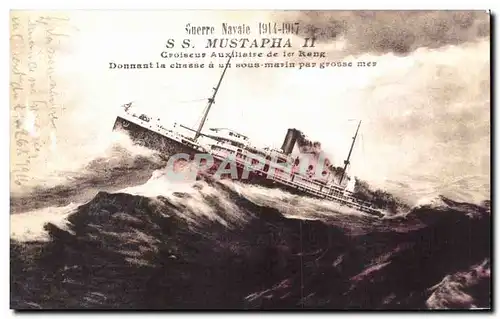 Cartes postales Guerre navale SS Mustapha II Croiseur auxiliaire de 1er rang