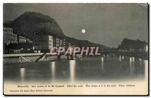 Cartes postales Grenoble Les quais et St Eynard Effet de nuit Vue prise a 11h du soir