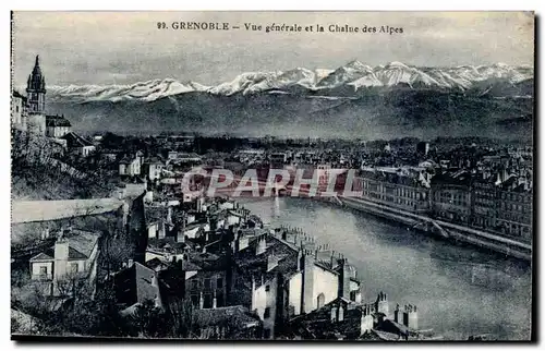 Cartes postales Grenoble Vue generale et la chaine des Alpes