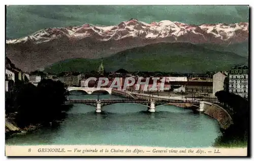 Cartes postales Grenoble Vue generale et la chaine des Alpes