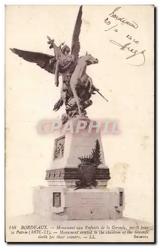 Cartes postales Bordeaux Monument aux enfants de la Gironde morts pour la patrie (1870 1871)