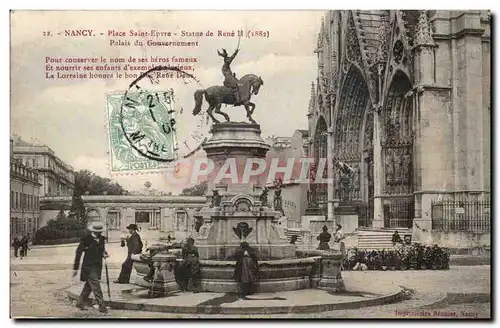 Cartes postales Nancy Place St Epvre Statue de Rene II Palais du gouvernement