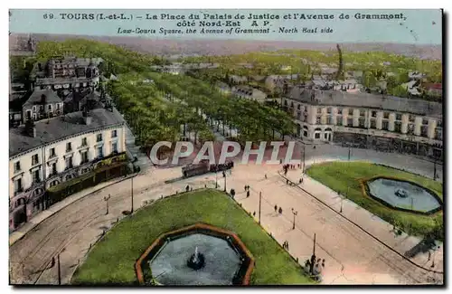 Cartes postales Tours La place du palais de justice et l&#39avenue de Grammont cote Nord Est