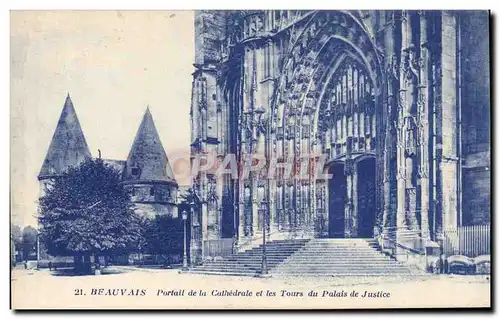 Ansichtskarte AK Beauvais Portail de la cathedrale et les tours du palais de justice