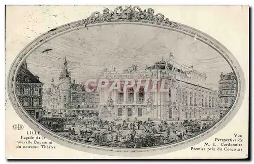 Cartes postales Lille Facade de la nouvelle Bourse et du nouveau theatre