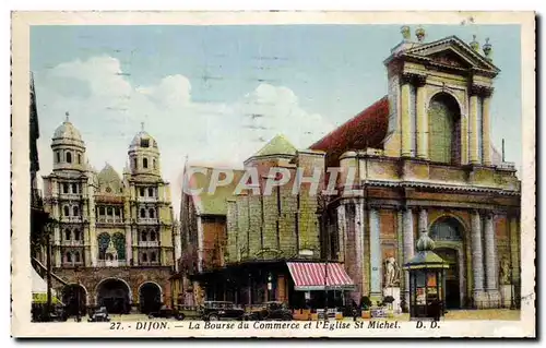 Ansichtskarte AK Dijon La Bourse du commerce et l&#39eglise St Michel