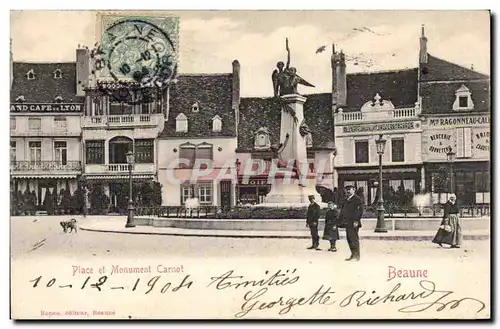 Cartes postales Beaune Place et monument Carnot