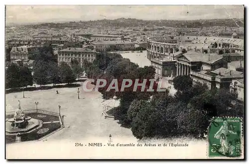Cartes postales Nimes Vue d'ensemble des arenes et de l'esplanade