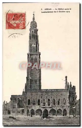 Ansichtskarte AK Arras Le beffroi apres le bombardement du 6 octobre 1914