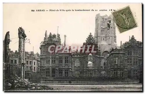 Ansichtskarte AK Arras Hotel de ville apres le bombardement du 21 octobre 1914