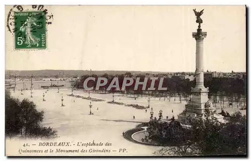 Ansichtskarte AK Bordeaux L esplanade des Quinconces et le Monument des Girondins