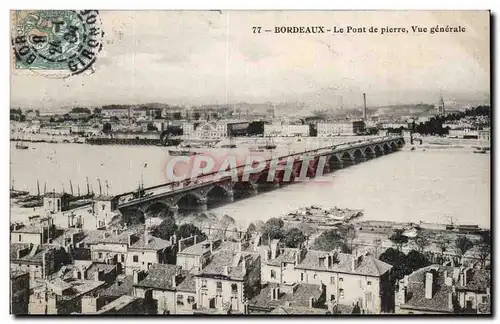 Cartes postales Bordeaux Le pont de pierre Vue generale