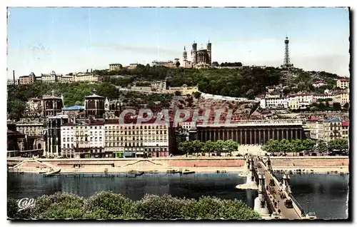 Moderne Karte Lyon Le palais de justice et colline de Fourviere