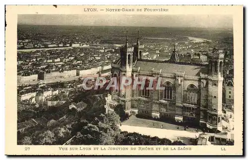 Cartes postales Lyon Vue sur Lyon et la jonction du Rhone et de la Saone