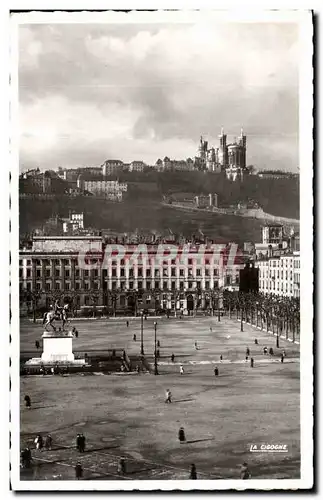 Moderne Karte Lyon Place Bellecour et le coteau de Fourviere